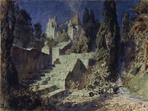 Színpadterv N. Krotkov A skarlát rózsa című operájához, 1884 alkotó: Vasilij Dmitrievich Polenov