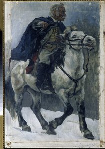 Alekszandr Szuvorov (1729-1800) lóháton. (Alexander Suvorov lóháton). Az orosz hősről azt írják, hogy az olasz hadjárat (1799-1800) során orosz csapatok élén átkel az Alpokon. Vaszilij Ivanovics Surikov festménye (Vaszilij Surik