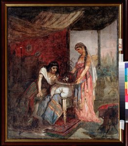 Salome (A fiatal nő tálcán hozza Keresztelő Szent János fejét anyjának, Herodiádnak) - Vaszilij Ivanovics Szourikov (Vaszilij Szurikov vagy Vaszilij Surikov) festménye (1848-1916), olaj, vászon alkotó: Vasilij Ivanovic Surikov