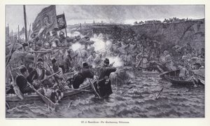 Jermak Timofejevics Szibéria meghódítása (metszet) alkotó: Vasilij Ivanovic Surikov