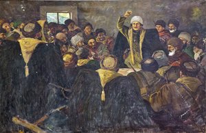 Grigorij Konsztantyinovics Ordzsonikidze (1886-1937) – Szergo Ordzsonikidze az Észak-Kaukázusban par Krotkov, Vaszilij Anfimovics (1880-1939). Olaj, vászon, mérete: 100x150 alkotó: Vasily Anfimovich Krotkov