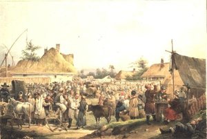 Faluvásár Ukrajnában alkotó: Vasily Ivanovich Sternberg