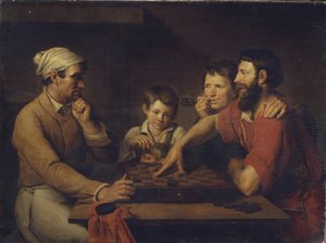 Egy szakács, aki piszkozatot játszik egy gondnokkal, 1824 alkotó: Vasily Ivanovich Gryaznov