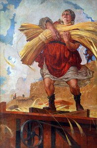 Kollektív paraszt Kosztjanicin, Vaszilij Nyikolajevics (1881-1940). Olajfestmény alkotó: Vasily Nikolaevich Kostyanitsyn
