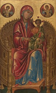 Madonna és gyermeke ívelt trónon, 1260-1280 körül (tempera hársfa táblán)