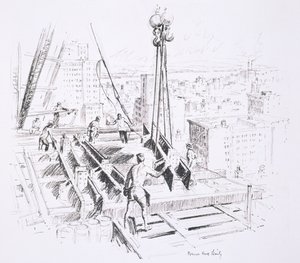 Mozgó gerendák az Empire State Building 25. emeletén, kiadta William Edwin Rudge alkotó: Vernon Howe Bailey