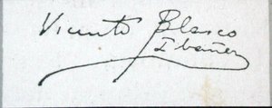 A regényíró aláírása (tinta papíron) alkotó: Vicente Blasco Ibanez