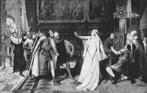 Maria de Molina a nemesek visszaverése (litográfia) alkotó: Vicente Borras Abella