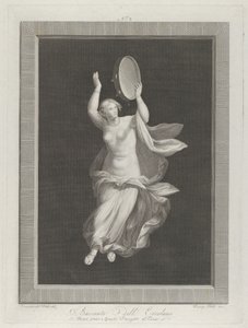 Egy részben meztelen bacchante tamburán játszik, kb. 1795-1820 alkotó: Vicenzo Feoli