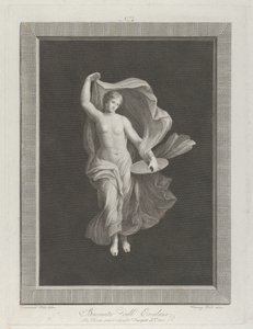 Egy részben meztelen bacchante, aki bal kezében korongot tart és felemeli a ruháit ..., kb. 1795-1820 alkotó: Vicenzo Feoli