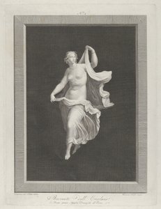 Egy részben meztelen bacchante, aki előrelép, és mindegyikben tartja a drapériája végét ..., kb. 1795-1820 alkotó: Vicenzo Feoli