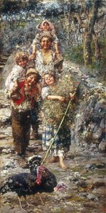 Gyerekek pulykákkal (olaj, vászon)