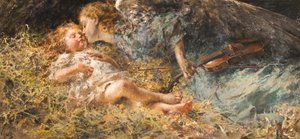 A zenész angyal Vincenzo Irolli festménye (1860-1949) 1900 Magángyűjtemény