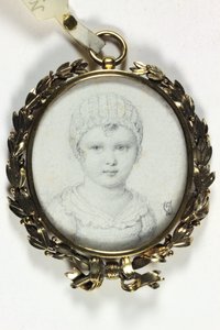 Rajz egy kisgyermekről, amelyet hagyományosan II. Napóleonként azonosítanak (ceruza a kártyán) alkotó: Victoire (attr.to) Jaquotot