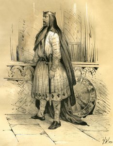 Clodion a hajdúk, a száli frankok vezetője 428 körül és 447-ben bekövetkezett halála között, a merovingok valószínű őse. Victor Adam (1801-1866) metszete az Ardant testvérek által az 1. század közepén kiadott "Franciaország a középkorban" című könyvben. alkotó: Victor Adam
