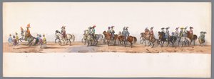 Történelmi körmenet az Utrechti Alkalmazott Tudományok Egyetemének második századik évfordulóján, 1836 (8. tábla) A holland hadsereg közeledése Ostendhez, 1600. július 3-án, a nieuwpoorti győzelem másnapján; a H ​​H Student által adott jelmezes ábrázolás s alkotó: Victor Adam