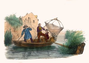 La Peche. „” Album Grotesque, Choices of Outstanding Types”, illusztrációi Victor Adam, Párizs, 1850 körül. alkotó: Victor Adam