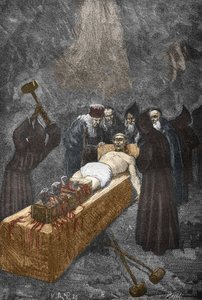 Loudun birtokosainak (Demons de Loudun) esete 1630 körül: boszorkányüldözés, Urbain Grandier (1590-1634) francia pap, aki állítólag egyezséget kötött az ördöggel, és az apácák megbabonázásával vádolja, hímzésre való kínzás - (Urbain Nagyobb, francia