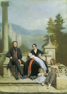Henry Granville Fitzalan Howard Minna Lyonsszal és három idősebb gyermekével, 1845 alkotó: Victor Dartiguenave