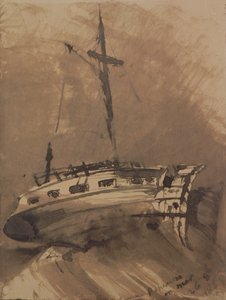 A Ship in Choppy Seas, 1864 (toll és tinta mosás papíron)