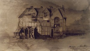 William Shakespeare (1564-1616) háza Stratford-upon-Avonban (toll, tinta és mosás papíron)