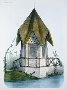 Vidéki pavilon, a "Habitations Champetres"-ből, Becquet Brothers metszete, 1855 körül (színes litó)