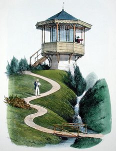 Montigny-i Belvedere, a "Habitations Champetres" című, 1855 körül kiadott könyvből (kromolitográfia)