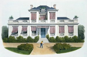 Egy olasz villa, illusztráció a "Habitations Champetres" című, 1895 körüli párizsi kiadványból (kromolito)