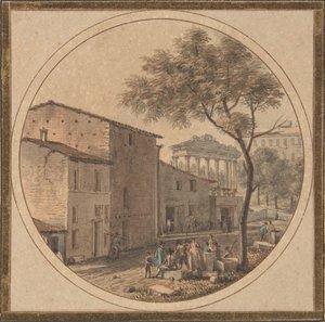 Kilátás a Forum Romanumra, a háttérben a Szaturnusz templommal, n.d. alkotó: Victor Jean Nicolle