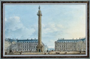 Kilátás a párizsi Place Vendome téren található harangoszlopra, Victor Jean Nicolle (1754-1828) akvarellje 1810 körül V. 0,67x0,12 m Malmaison, musee du chateau