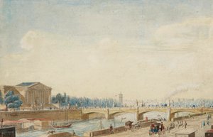 Kilátás a Pont de la Concorde-ra és a párizsi Bourbon palotára alkotó: Victor Jean Nicolle