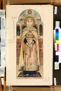 Szuzdali Eudoxia Dimitrievna portréja (meghalt 1407 körül) (tanulmány a kijevi Szent Vlagyimir-székesegyház freskójához) - Viktor Mihajlovics Vasnyecov (1848-1926) munkája alkotó: Victor Mikhailovich Vasnetsov