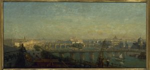 Párizs keletről: a Louvre tetejéről 1856-ban (festmény) alkotó: Victor Navlet