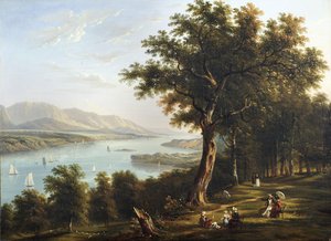Kilátás a Hyde Parkból a Hudson folyón, 1845 alkotó: Victor de Grailly