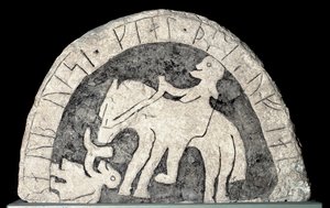 Rúnakő egy lovassal alkotó: Viking
