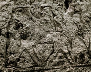 Az Odin lovát lovagló halottak, egy viking temetkezési kő részlete, Kr.u. 7-8. alkotó: Viking