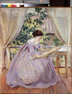 ""La brodeuse"" (hímző) Peinture de Viktor (Victor) Elpidiforovich Borisov-Musatov (Borisov Musatov) (1870-1905) 1901 Állami Orosz Múzeum, Szentpétervár