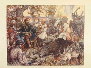 Vlagyimir II. Monomakh nagyherceg többi tagja a vadászatban. N. Kutepov: Birodalmi vadászat Oroszországban, alkotó: Viktor Mikhaylovich Vasnetsov