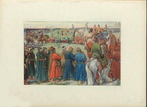 Alekszej Mihajlovics cárok lovagolnak a vadászatra, 1896 alkotó: Viktor Mikhaylovich Vasnetsov