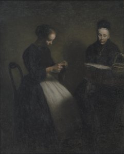 Este a szalonban. A művész édesanyja és felesége alkotó: Vilhelm Hammershøi