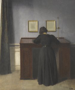 Ida az íróasztalnál áll alkotó: Vilhelm Hammershøi