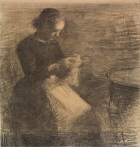 Ida Hammershøi portréja kézimunkával alkotó: Vilhelm Hammershøi