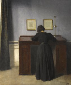 Ida íróasztalnál áll, 1900 alkotó: Vilhelm Hammershoi