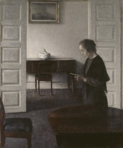 Belső egy hölgy olvasóval, 1900 körül (olaj, vászon) alkotó: Vilhelm Hammershoi