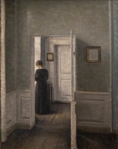 Belső egy nővel (olaj, vászon) alkotó: Vilhelm Hammershoi