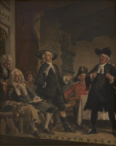 Holberg részt vesz az Erasmus Montanus próbáján alkotó: Vilhelm Rosenstand