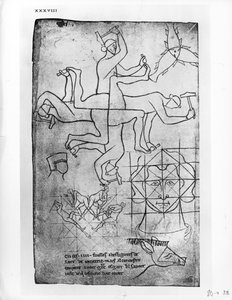 Ms Fr 19093 fol.19v Férfi- és állattanulmányok fakszimile másolata