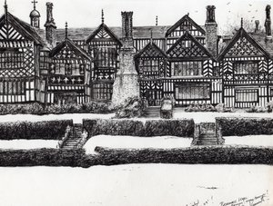 Bramall Hall Bramhall, 2004, (tinta papíron) alkotó: Vincent Alexander Booth