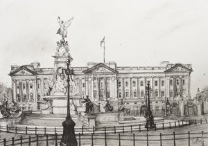 Buckingham-palota, London, 2006, (Tinta a papíron) alkotó: Vincent Alexander Booth