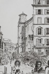 Hotel 5 és Notre Dame Cannes, 2014, (tinta papíron) alkotó: Vincent Alexander Booth